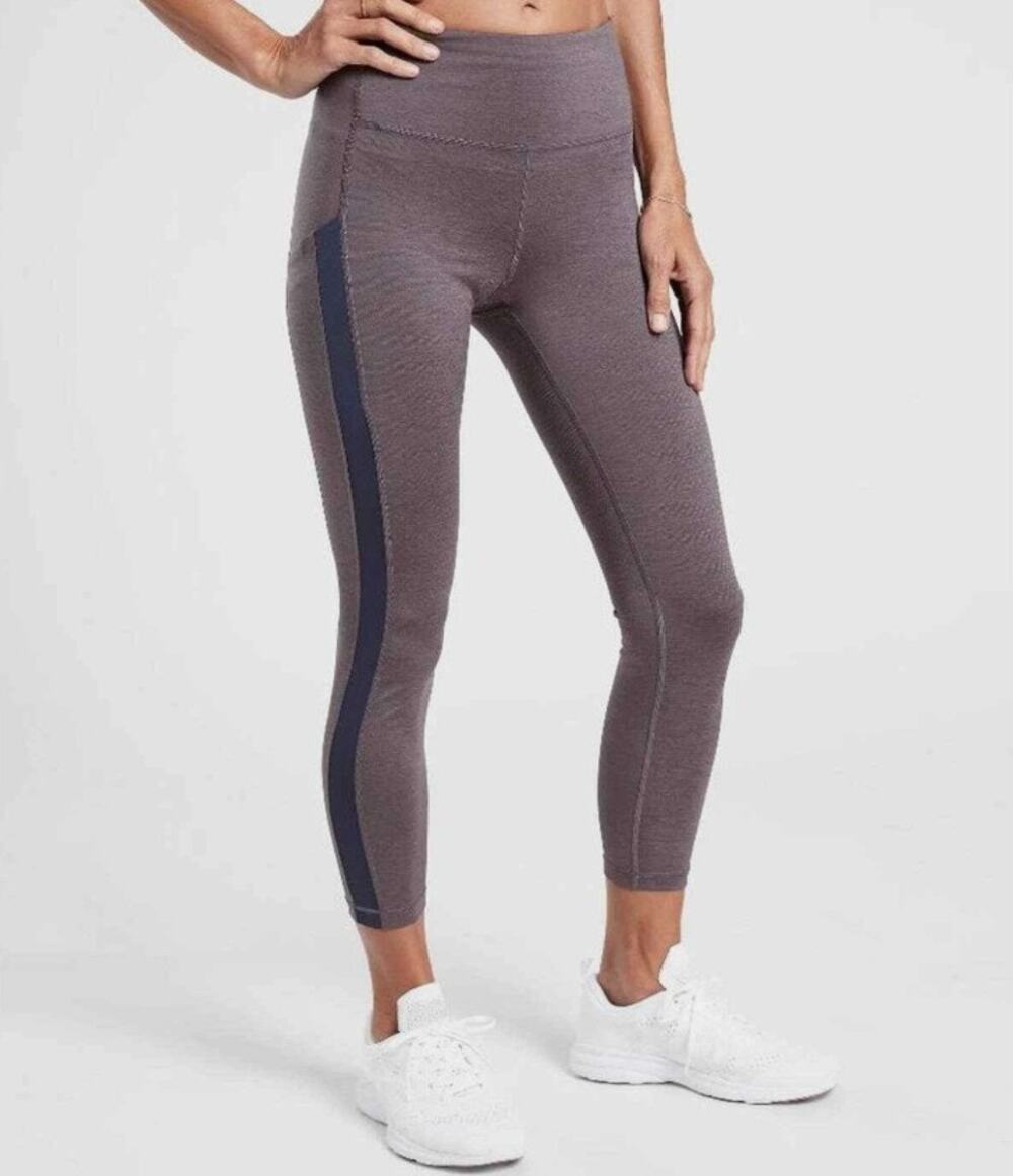 Athleta Ultimate Stash Pocket Heather High Rise Leggings 7/8 Gray Pants Medium M